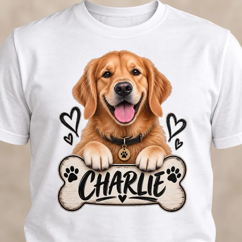 Golden Retriever Shirt – Personalized Dog Name Graphic Tee