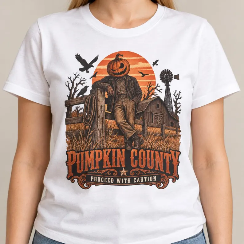 Pumpkin County Shirt – Vintage Halloween Scarecrow Graphic Tee