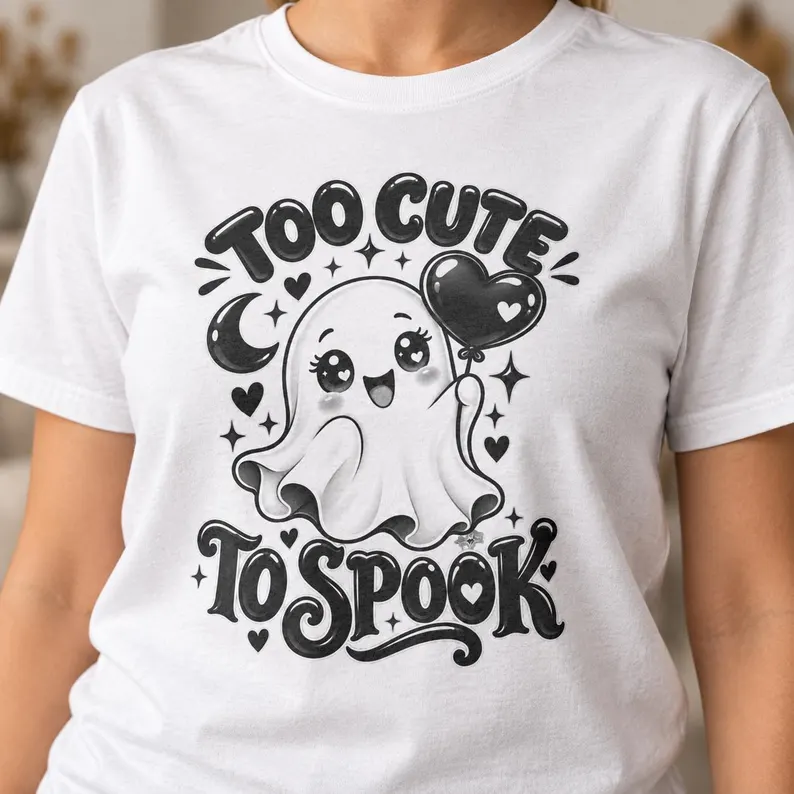 Ghost Halloween Shirt – Too Cute to Spook Heart Ghost Tee