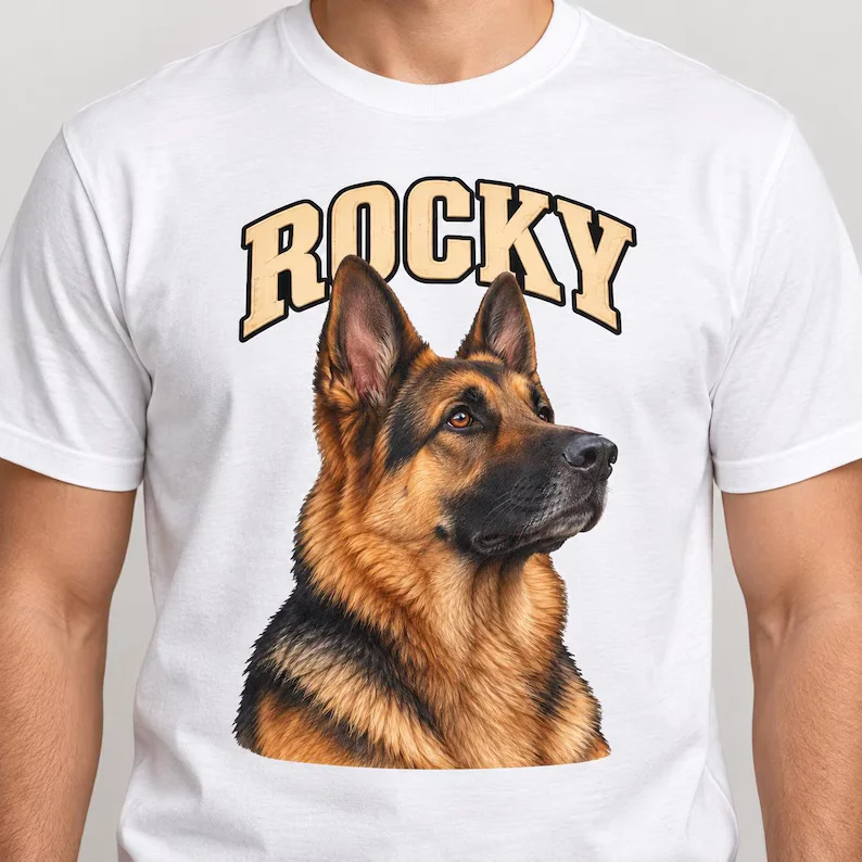 Custom German Shepherd Shirt – Personalized Dog Photo Portrait Tee with Name