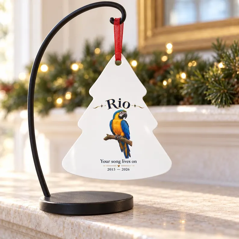 Personalized Parrot Memorial Ornament – Custom Pet Remembrance Christmas Gift