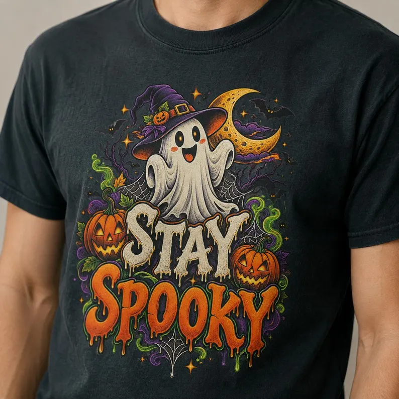 Stay Spooky Shirt – Witchy Ghost & Pumpkin Retro Halloween Tee