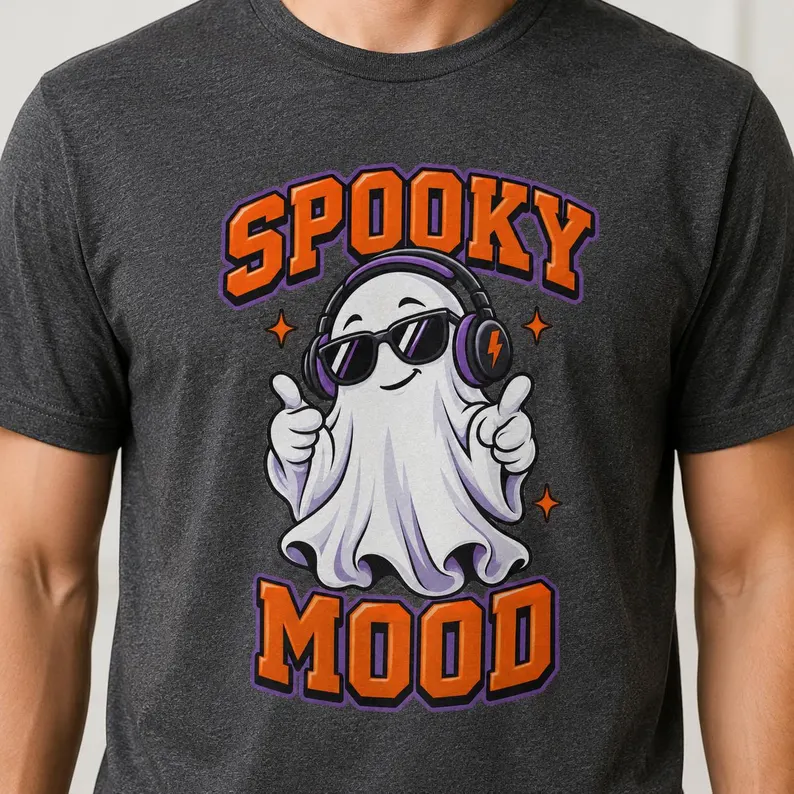 Ghost T Shirt – Spooky Mood Retro Halloween Shirt