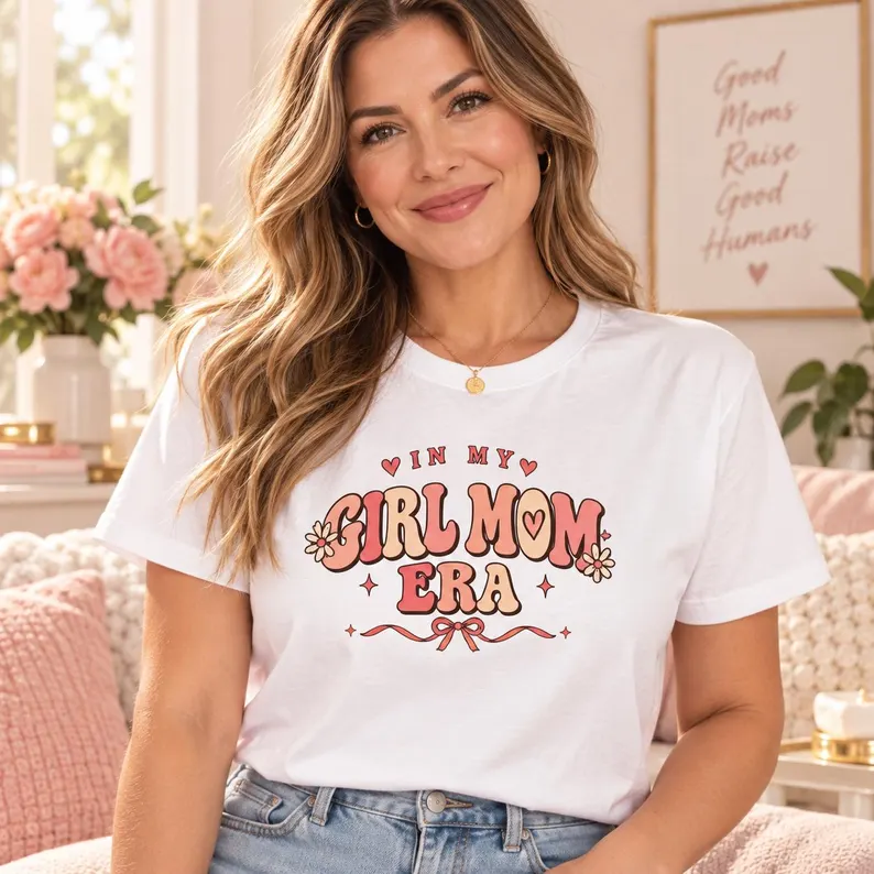 Girl Mom Era Kids T-Shirt – Retro Floral Kids Tee