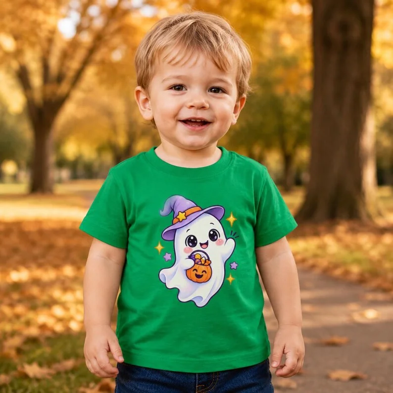 Toddler Halloween Shirt – Cute Ghost Witch Pumpkin Tee