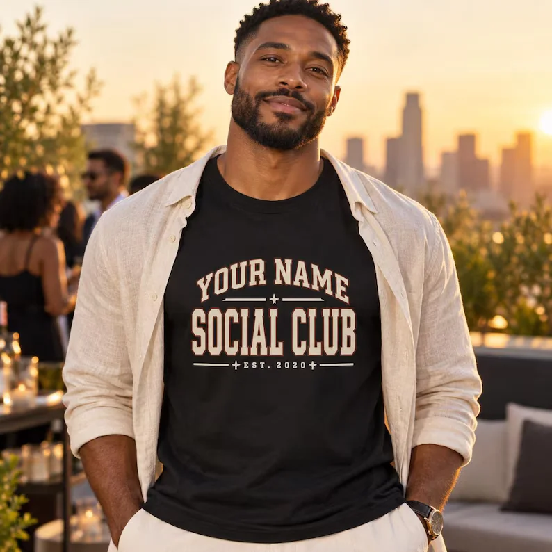 Custom Name Social Club Shirt – Personalized Collegiate Tee