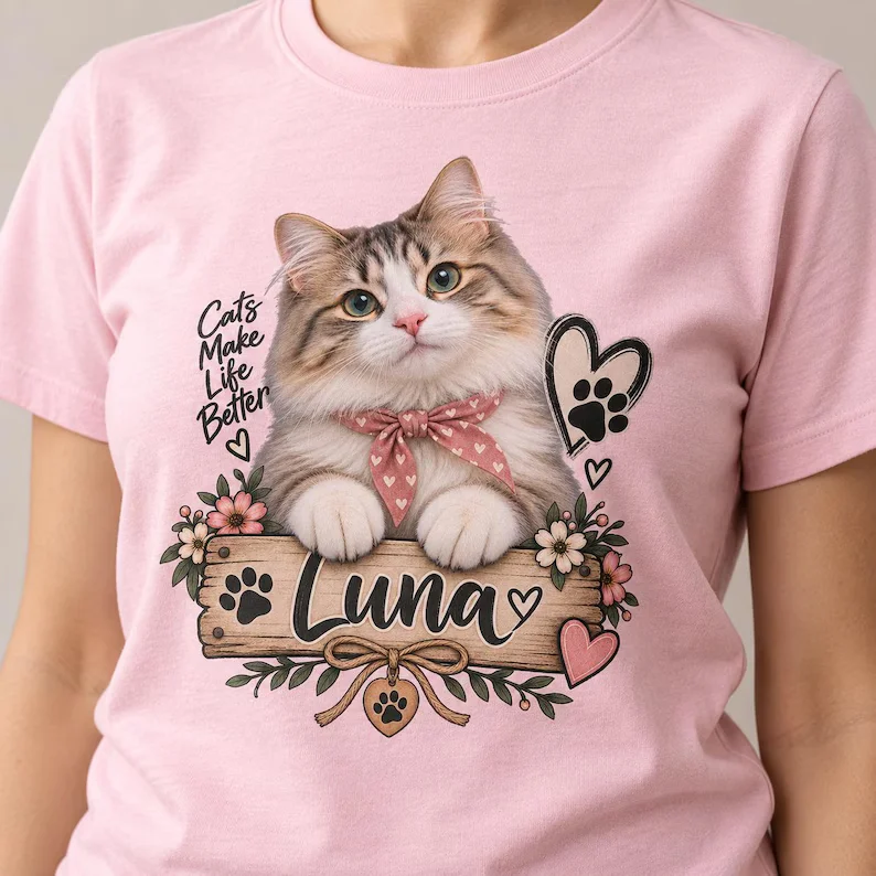 Personalized Cat Shirt – Custom Pet Photo & Name Tee